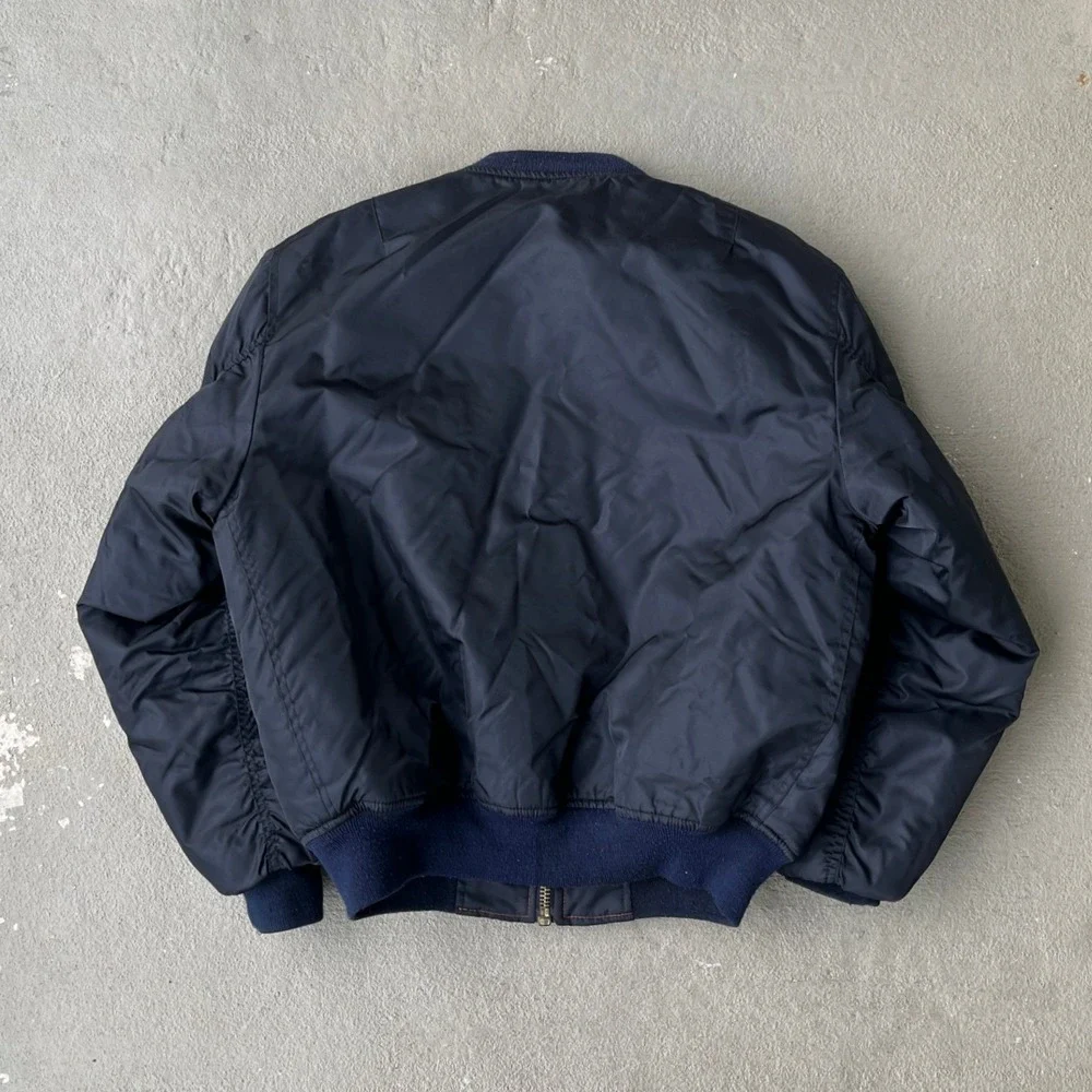 Harry Fox & Associates MA-1 Flight Jacket Mens Large Black Reversible Orange